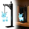 Glowing Owl Metal Bookend Lamp Iron Shelf Organizer Vintage Style