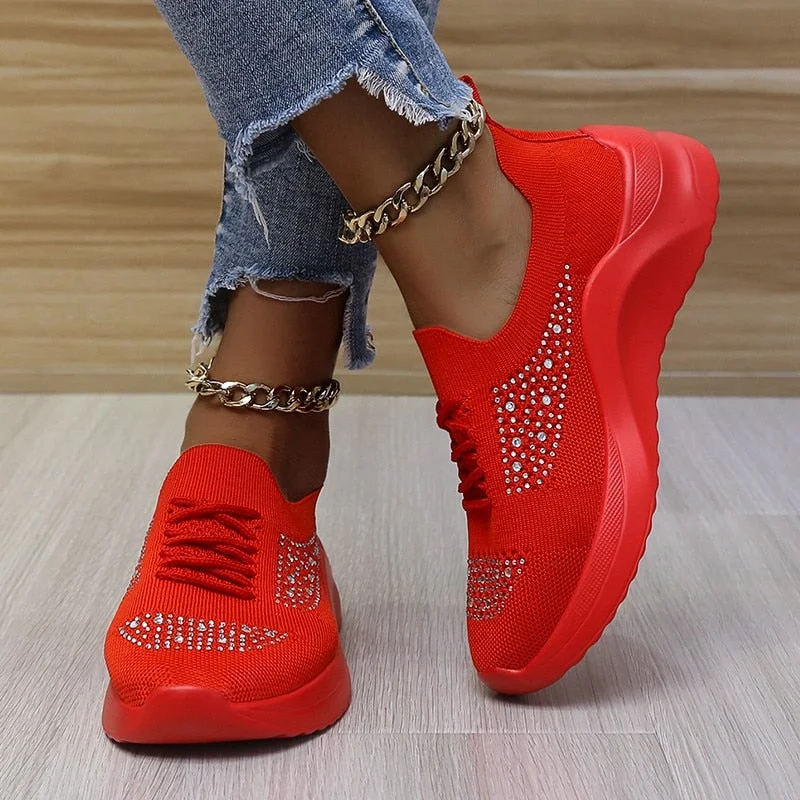 Spring 2021 Women Sneakers Breathable Casual Socks Shoes Lace Up Ladies Shoes Female Students Vulcanized Shoes Zapatos Mujer