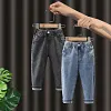 Kid Boy Denim Long Pants Casual Elastic Waist Trousers Jeans