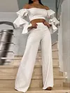 Falbala Long Sleeves Straight Leg Suits