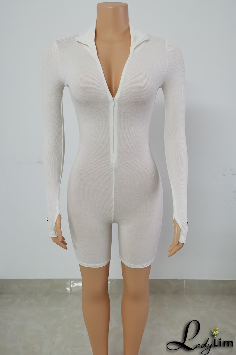 Yellow Fashion Print Letter Zipper Collar Skinny Jumpsuits