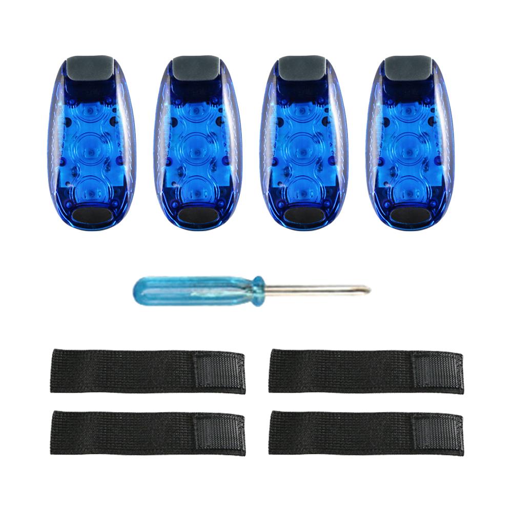 

4x LED Safety Warning Lights Clip on Running Jogging Bike Tail Light (Blue, 501 Original