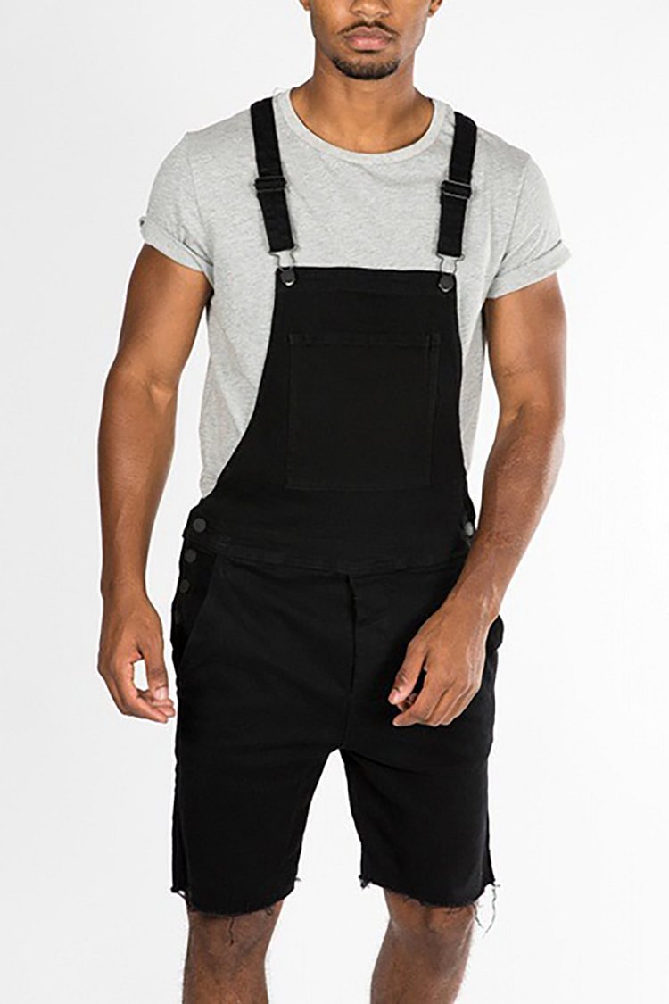 Men's Retro Short Dungarees With Pocket Cargo Pants Overall