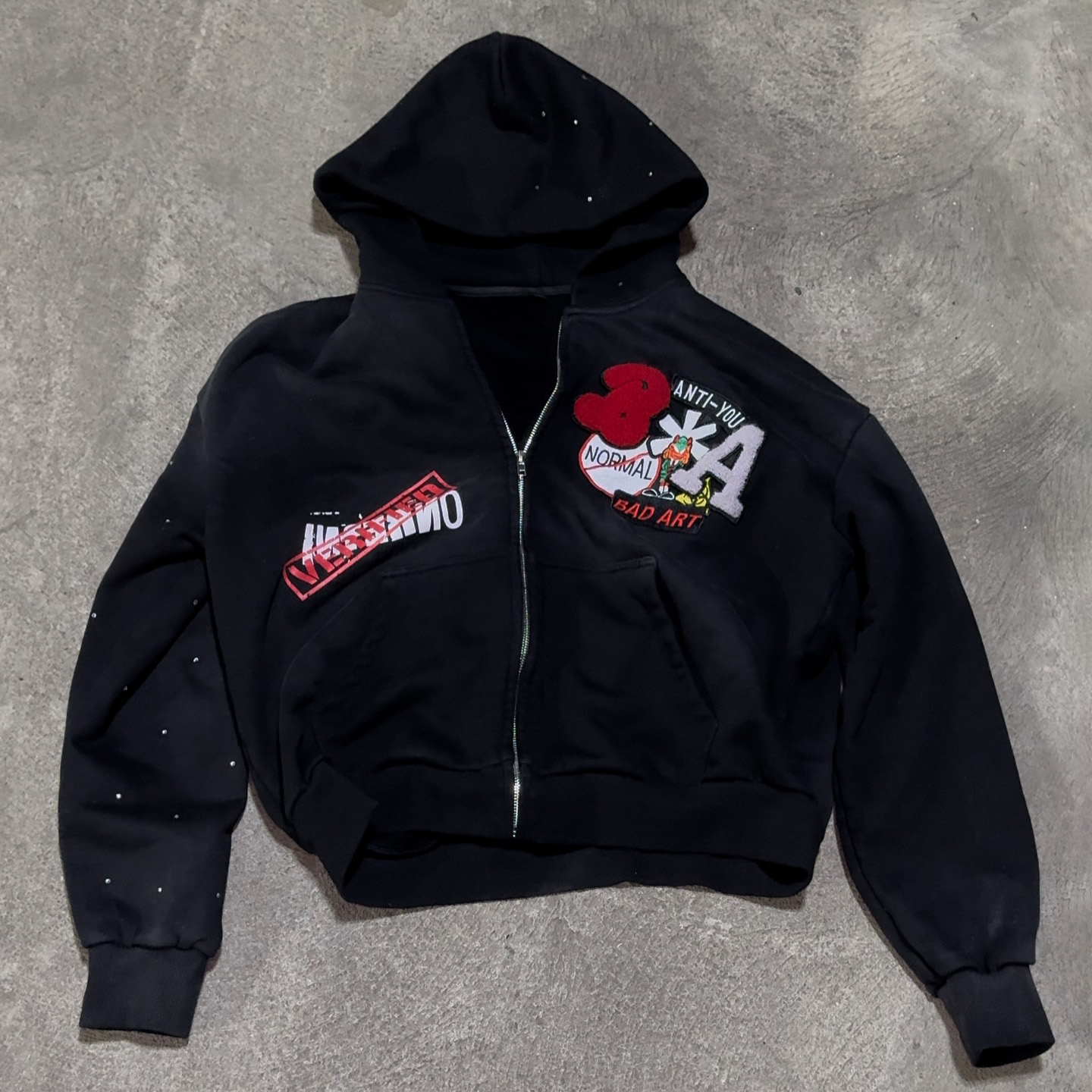 Letters Cartoon Print Long Sleeve Zipper Hoodies