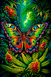 AB Diamond Painting    |  Colorful Butterfly In The Forest