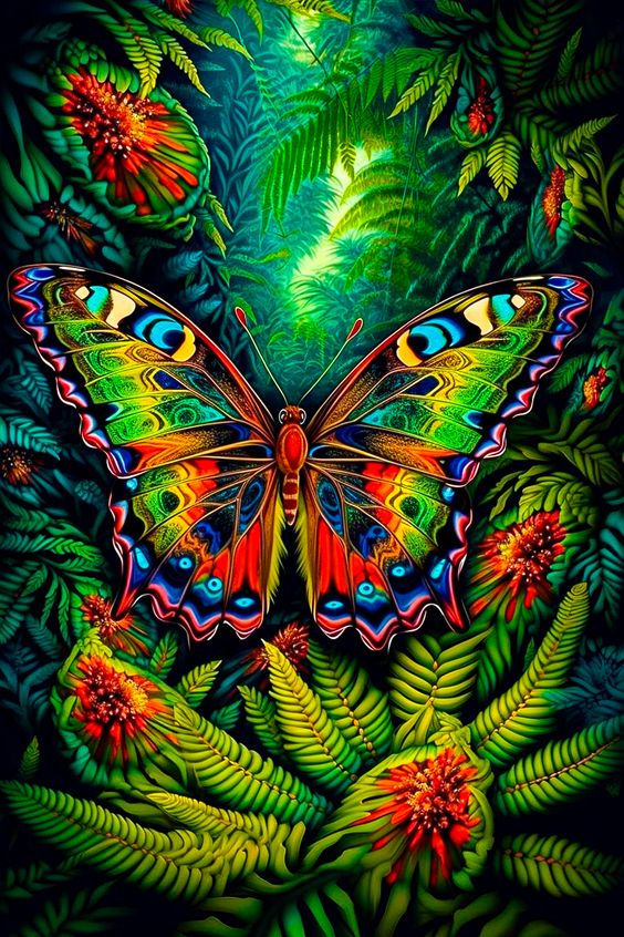  Colorful Butterfly In The Forest 40*60CM (Canvas)AB Round Drill Diamond Painting gbfke