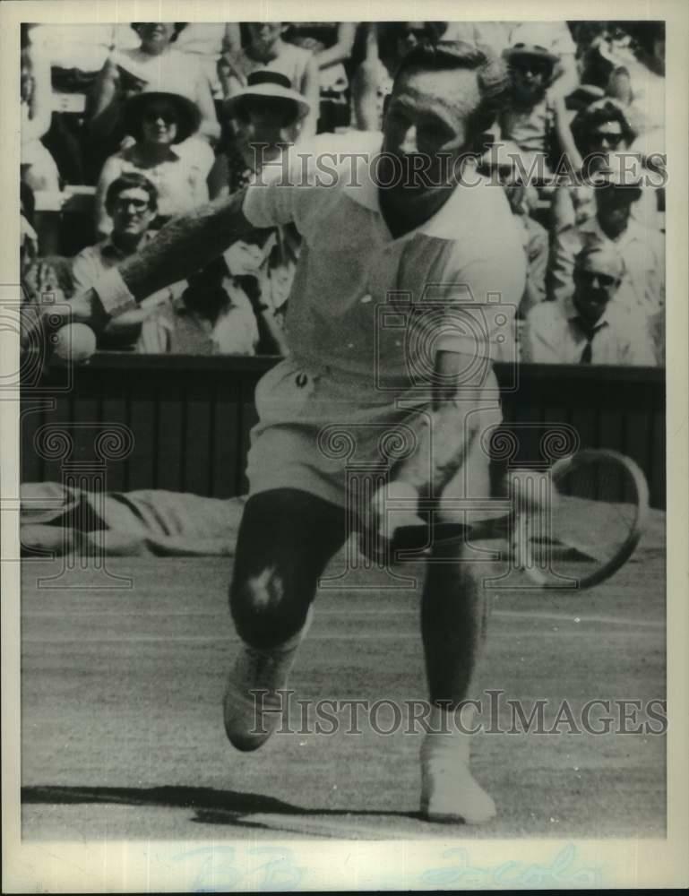 Press Photo Poster painting Tennis Pro Rod Lauer in action - six01289