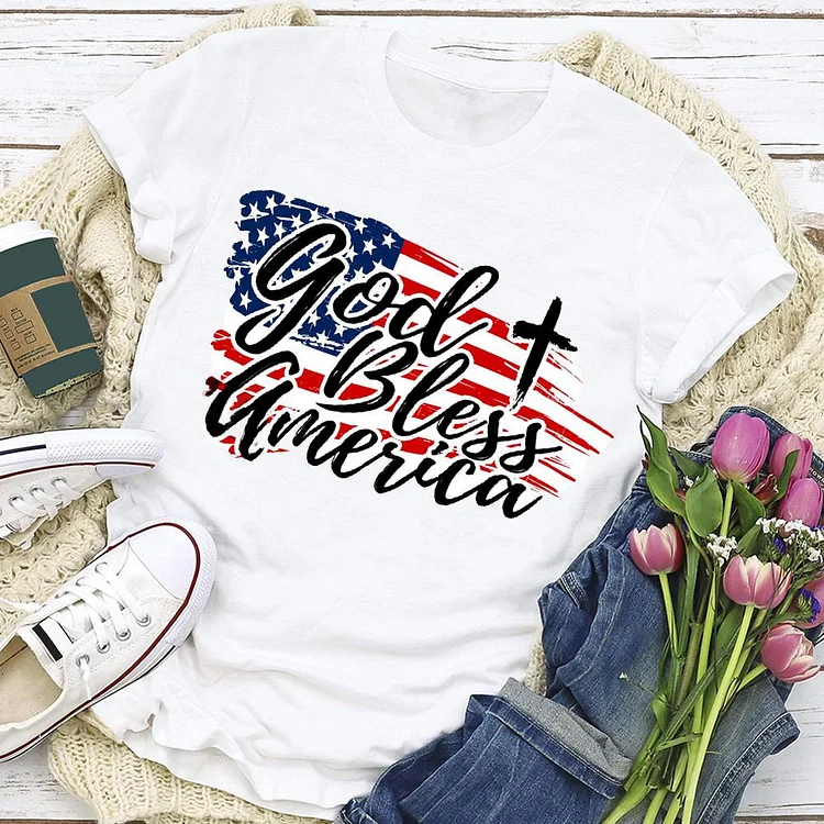 Independence Day Print USA Flag T-shirt-Annaletters