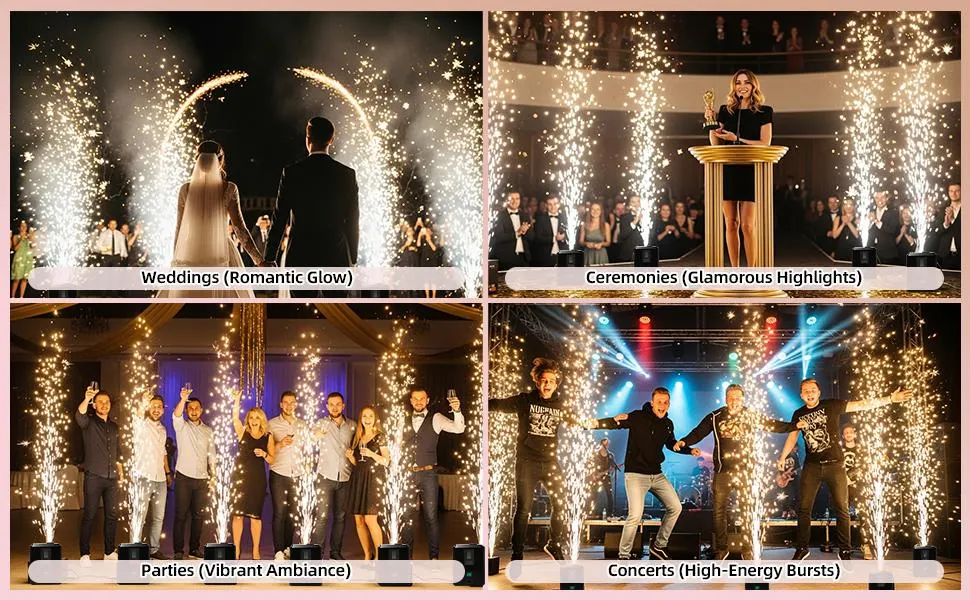 350W Mini Cold Spark Machine, (2 Black Unit with 10 Packs Consumables +1 Bag), 3.5m Fountain Effect Portable Device for Stage Wedding Party Events DJ Shows, No DMX 350W Mini Cold Spark Machine, (2 Black Unit with 10 Packs Consumables +1 Bag), 3.5m Fountain Effect Portable Device for Stage Wedding Party Events DJ Shows, No DMX