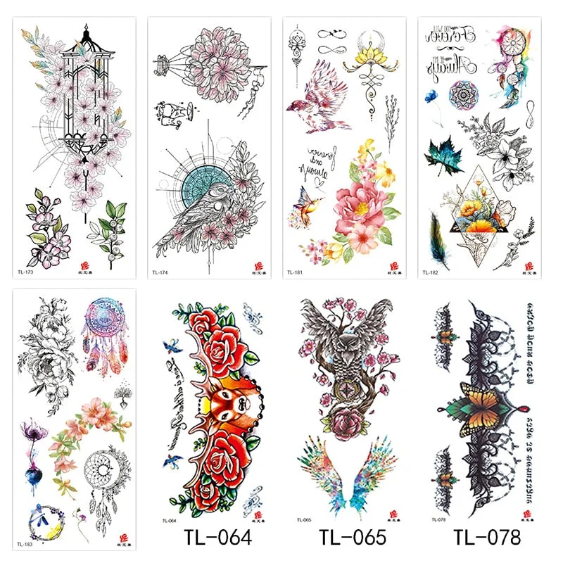 Flower animal totem romantic beautiful bird fragrance waterproof lasting men and women personality temporary tattoo stickers