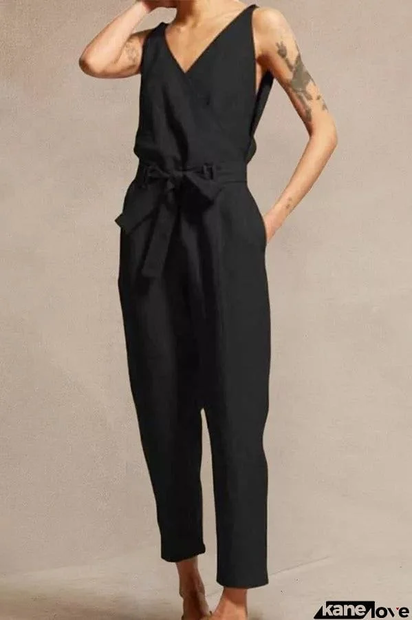 Bring The Prosecco V-neck Sleeveless Jumpsuit