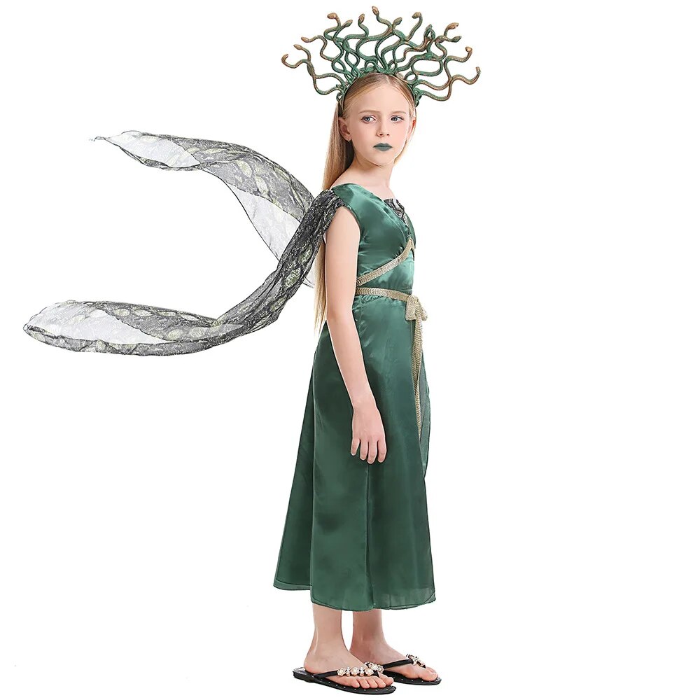 [Wetrose] In Stock Medusa Girl Cosplay Costume Halloween Legend Goddess Snake Princess Kid Size For Kids Set Party Stage