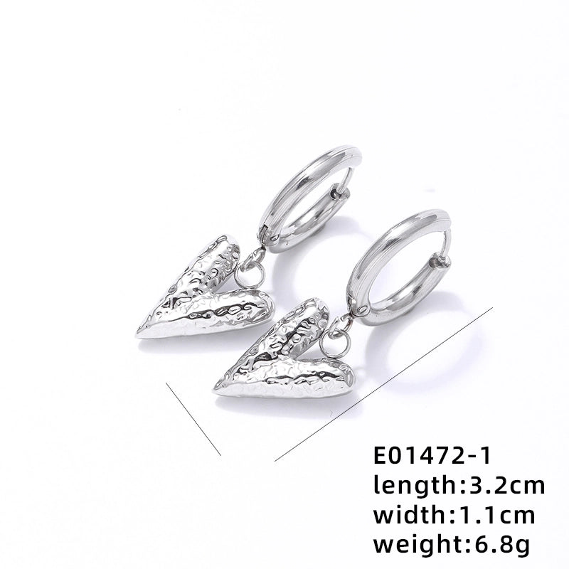 1 Pair Classic Style Heart Shape Plating 304 Stainless Steel K Gold Plated Rhodium Plated Drop Earrings
