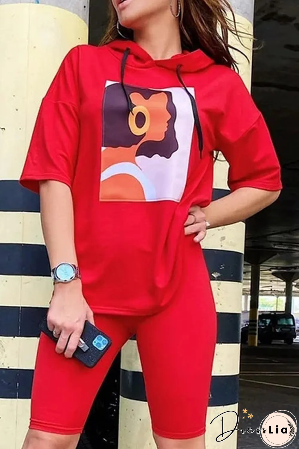 Cartoon Print Hoodie Two Pieces Sets