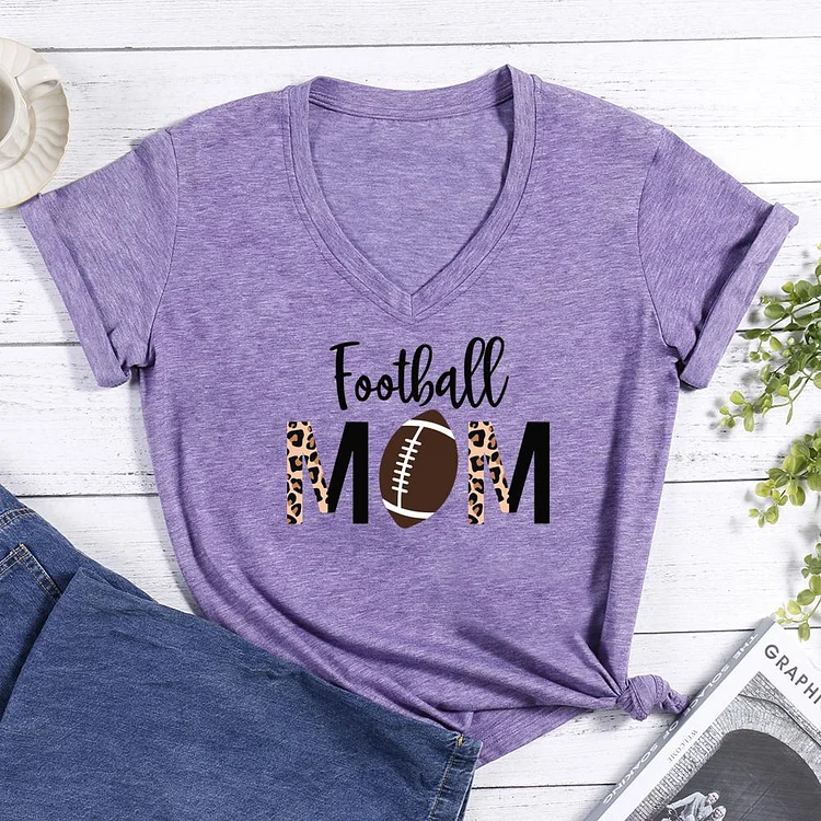 Football MOM V-neck T Shirt-Annaletters