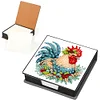 5D DIY PU Diamond Art Note Box with 160 Sheets Paper Memo Pad Holder (Chicken)