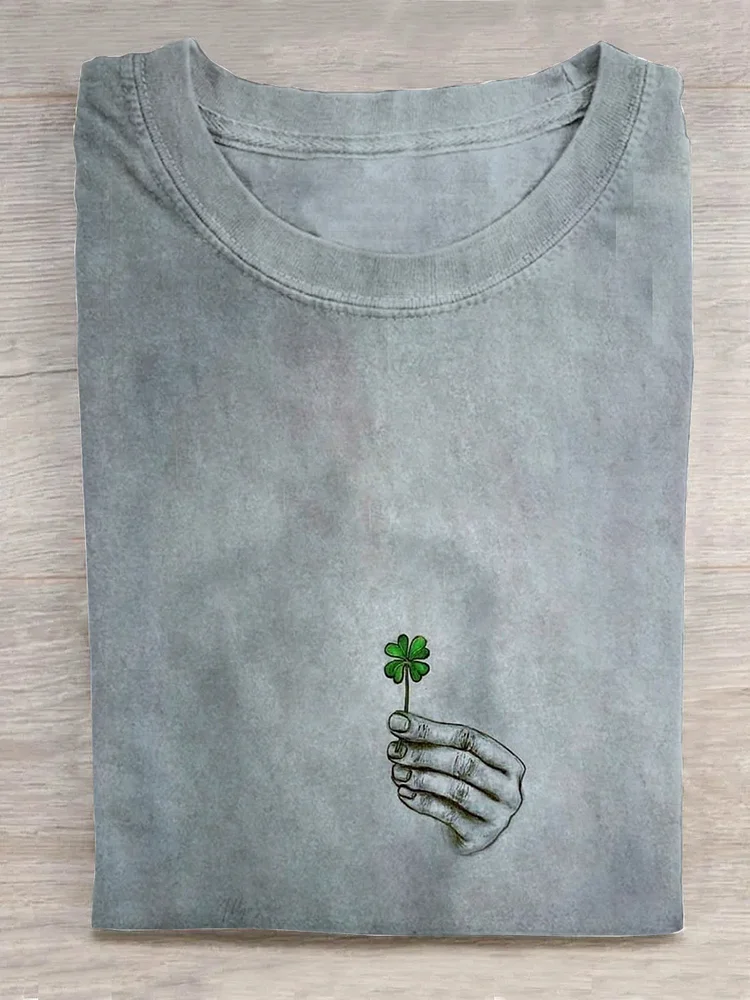 Hand Holding Four Leaf Clover T-shirt