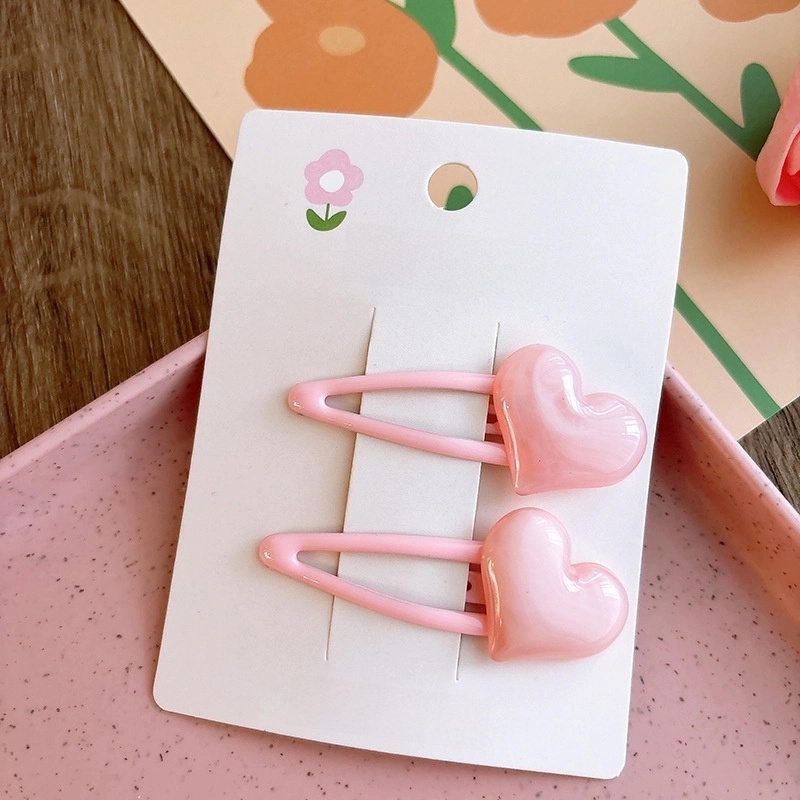 Spring New Sweet Pink Bow Bangs BB Clip Pinky Beige Girl Heart Children Barrettes Hair Accessories