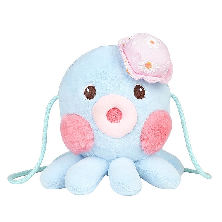 Octopus with Hat Adorable Plush Crossbody Bag