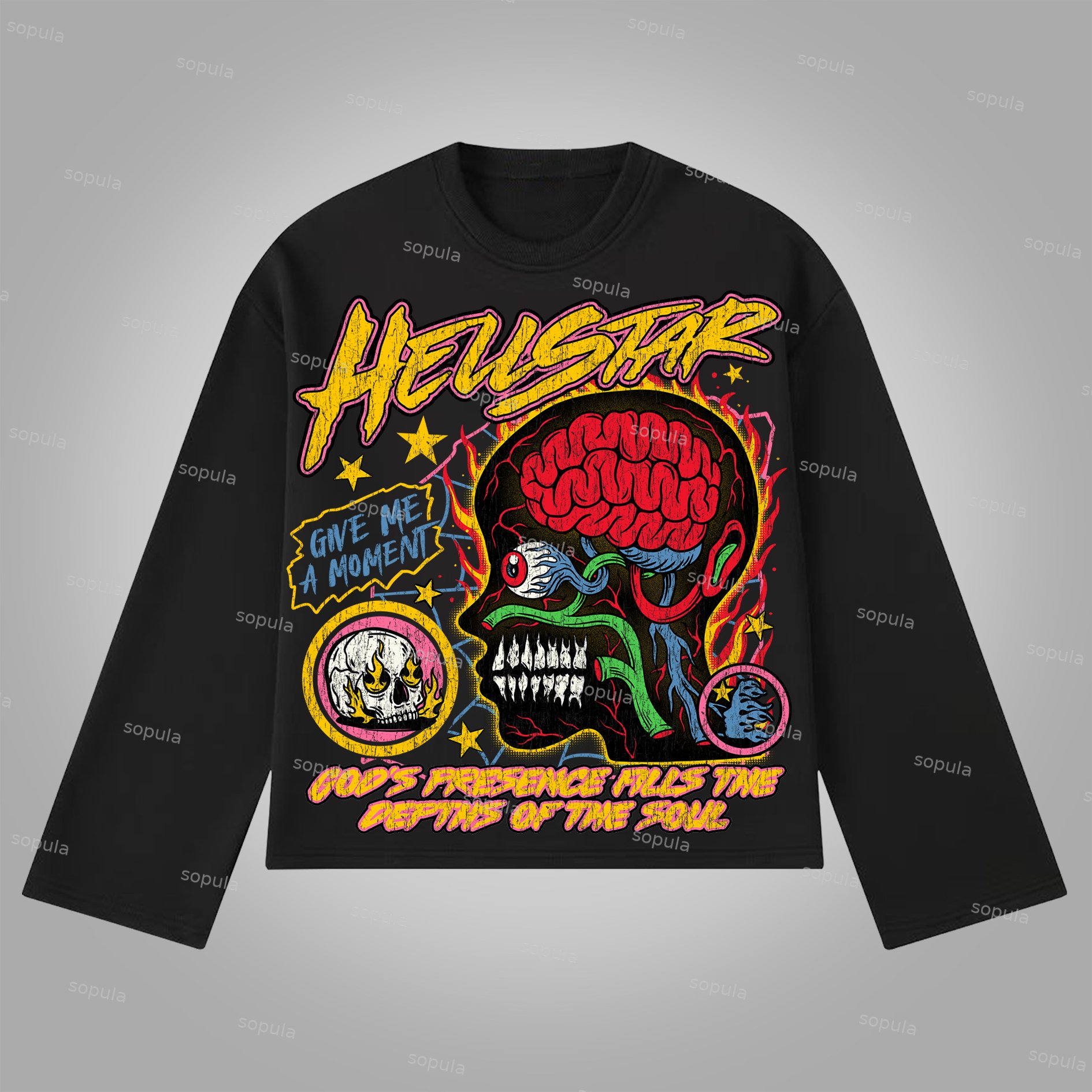 Sopula -Burning Soul Graphics Cotton Long Sleeve T-Shirt - SOPULA