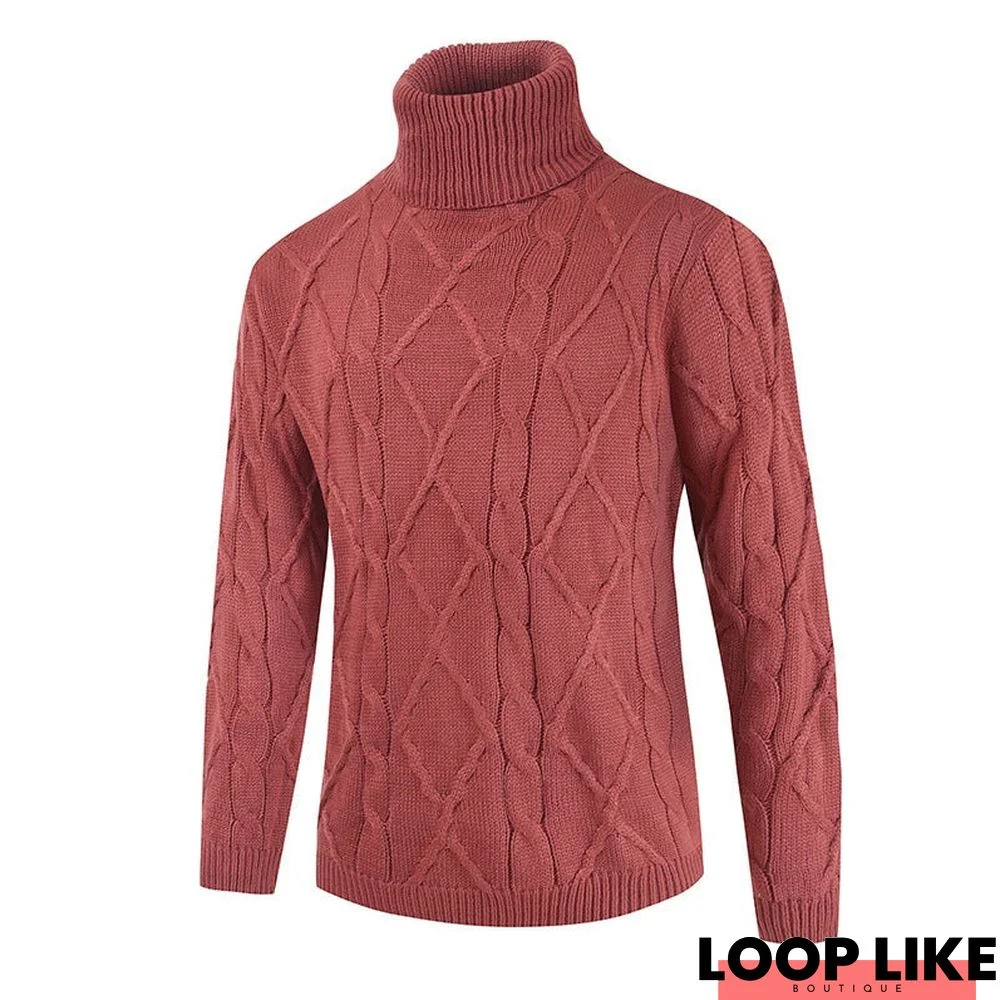 High Neck Loose Solid Color Men's Sweater