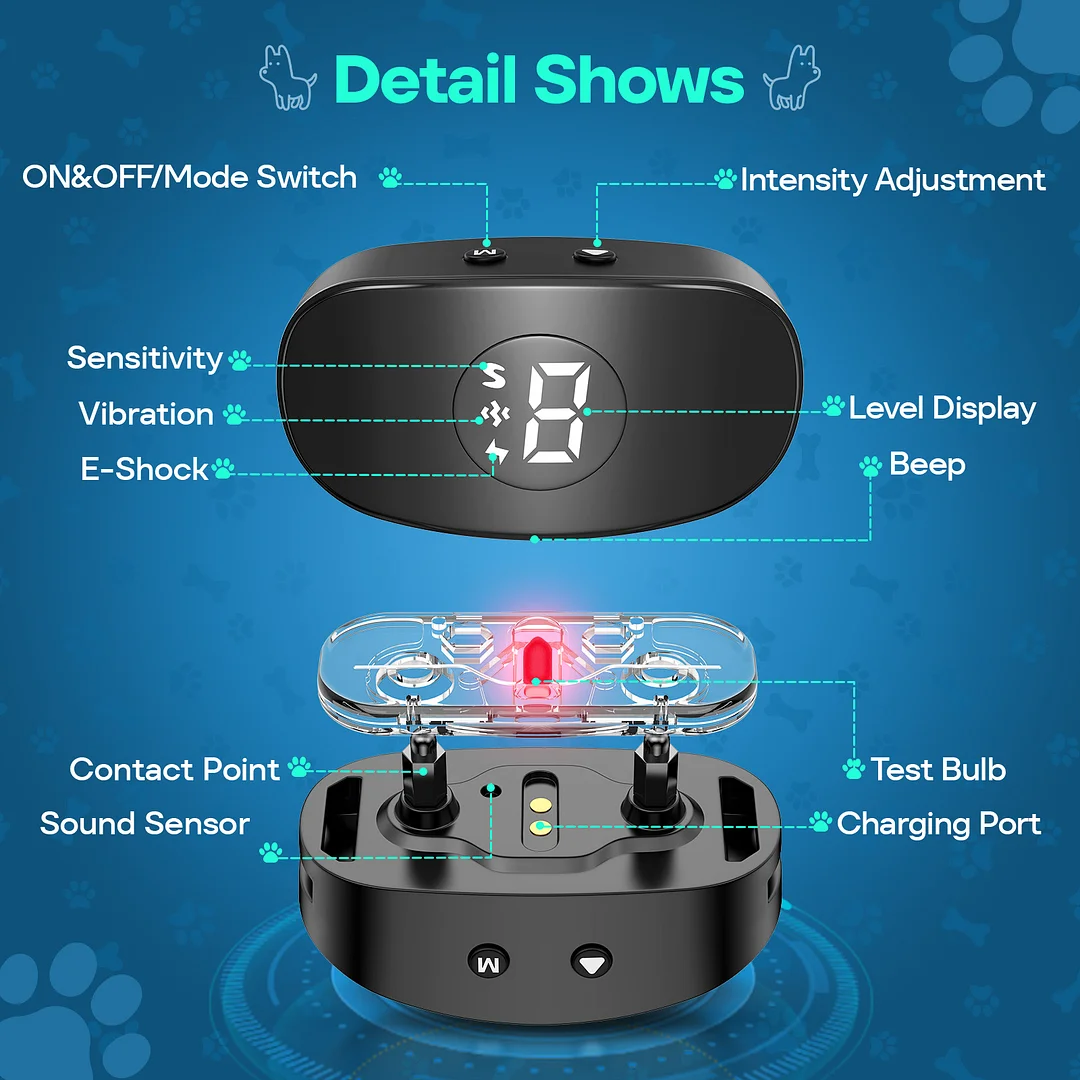 BEBANG Adjustable Waterproof Bark Collar with USB Charging, Black