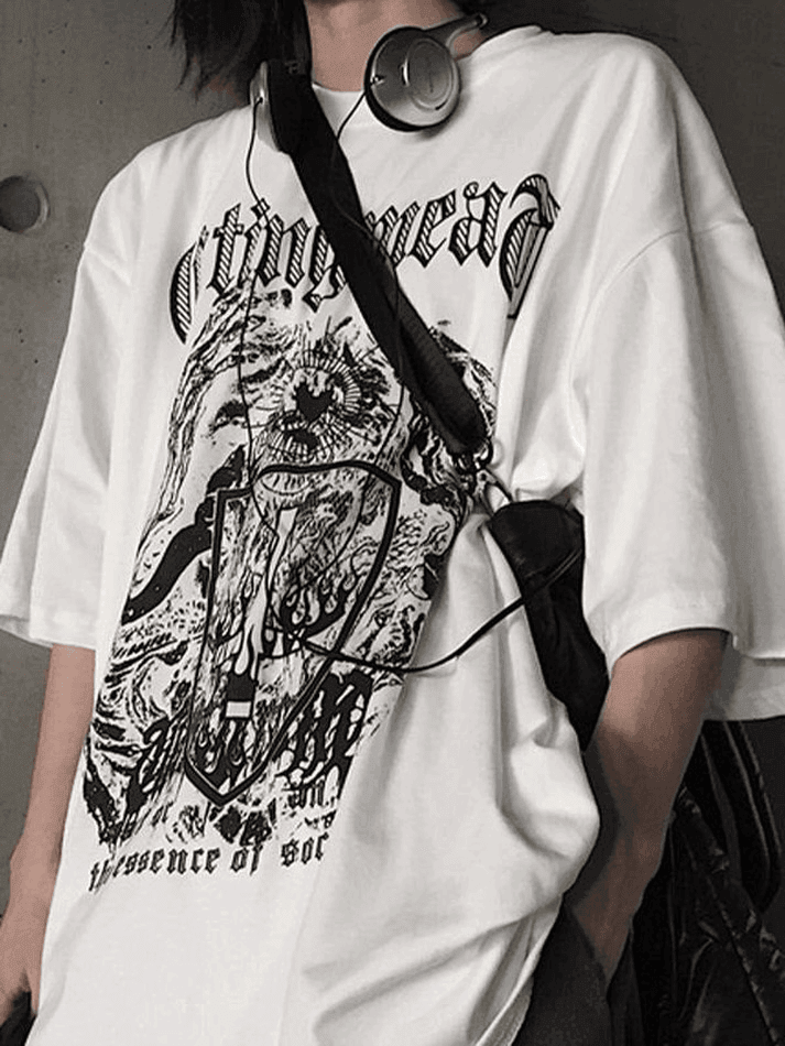 Brownm Men's Gothic Punk Shield Graphic Tee