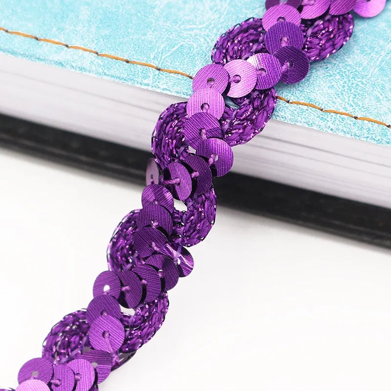 5Meters 1.5cm Loose Round Flat Sequins Laser Giltter Paillettes Sequins for Crafts Sewing on Cloth Accessory Sequin Trim