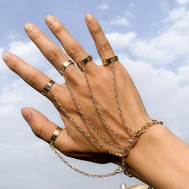 Five Finger Ring Link Bracelet