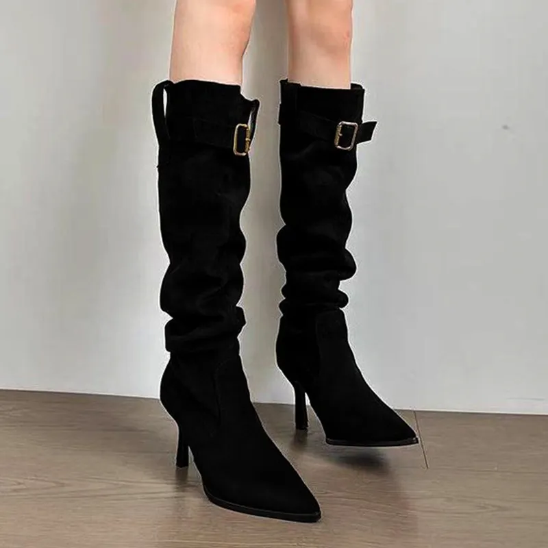 Breakj Breakj Pointed Folding Pile Boots Women 2025 Autumn And Winter New Detachable Two-Dable And Long Boots High And Short Boots