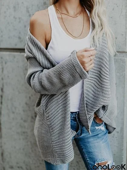 Fashion Open Collar Solid Color Cardigan