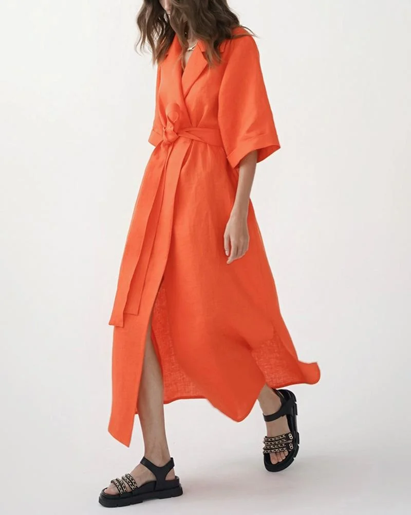 Sleek Lapel A-Line Dress
