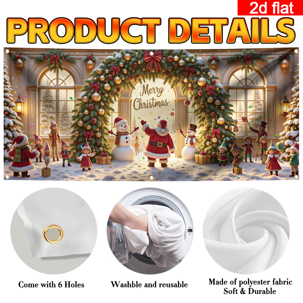 Tegooe Christmas Arch Garage Door Banner Decoration with Santa