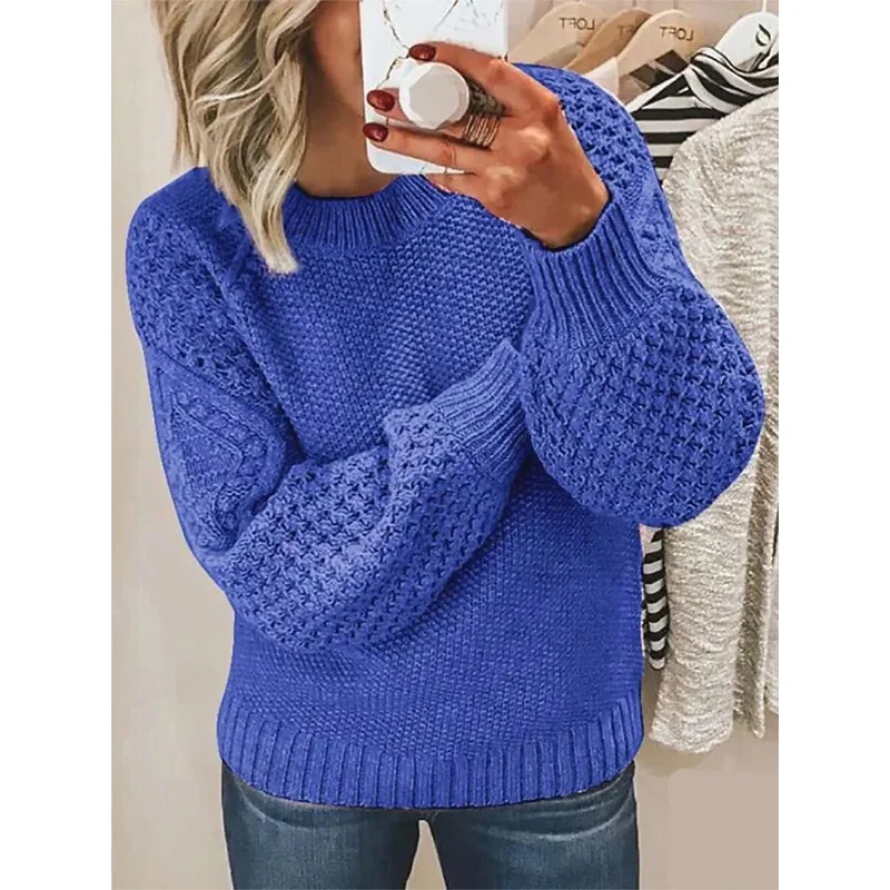 Wongn Wongn Women's Fashion Women's Jumper Long Sleeve Round Neck Stitch Sweater Women's Top