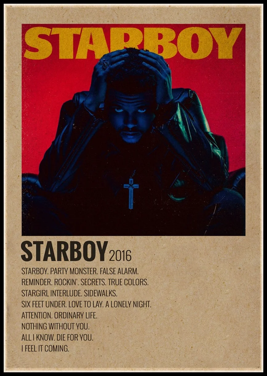 Athvotar Rapper Posters Hip Hop The Weeknd Wiken Potted Brother Quality Vintage Kraft Paper Painting Poster Living Room Wall Decor 703-1