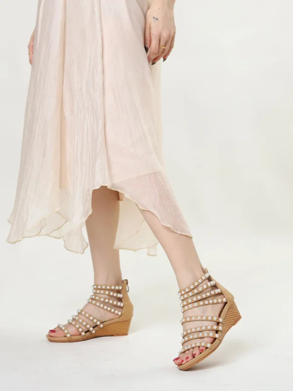 Pearl Fashion Wedge Roman Sandals