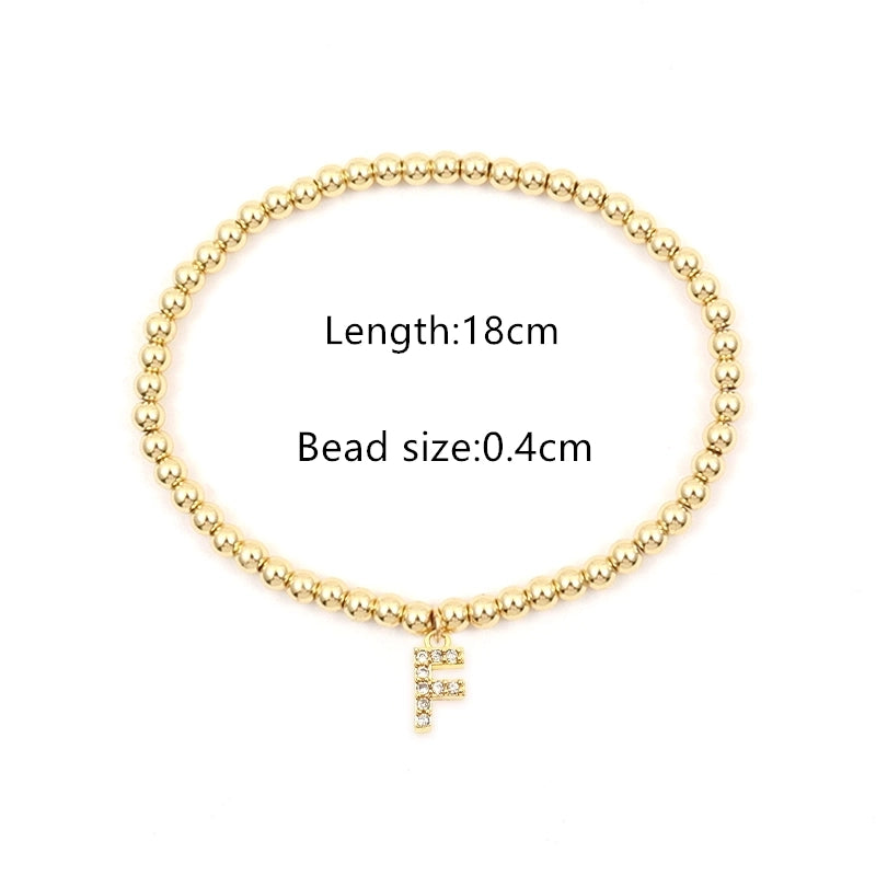 Copper Inlay Letter Zircon Bracelets
