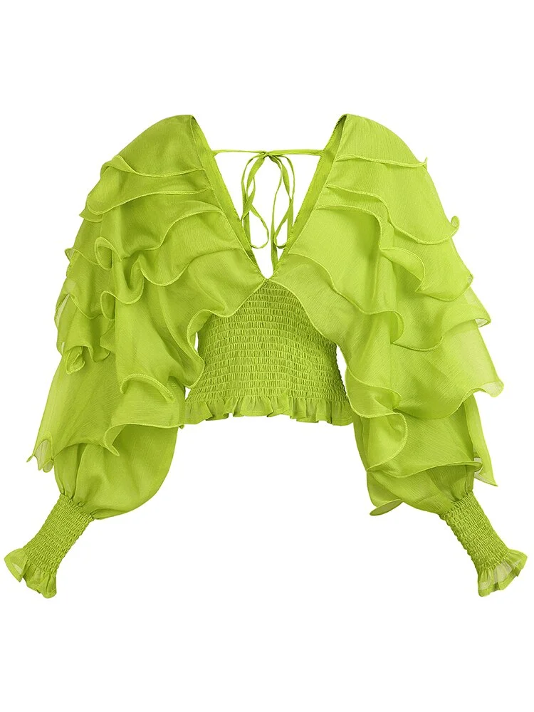 Toloer Toloer Loose Shirt For Women V Neck Long Sleeve Fold Pleated Slim Solid Blouses Female Fashion Spring Clothing Style New 1127-1-Outfit Ideas