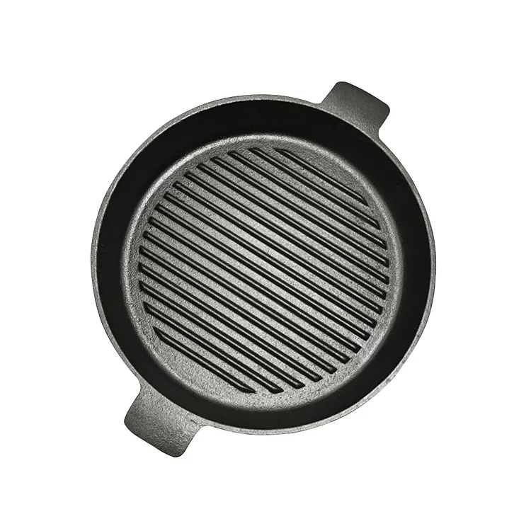 26cm Round Ribbed Cast Iron with Handle