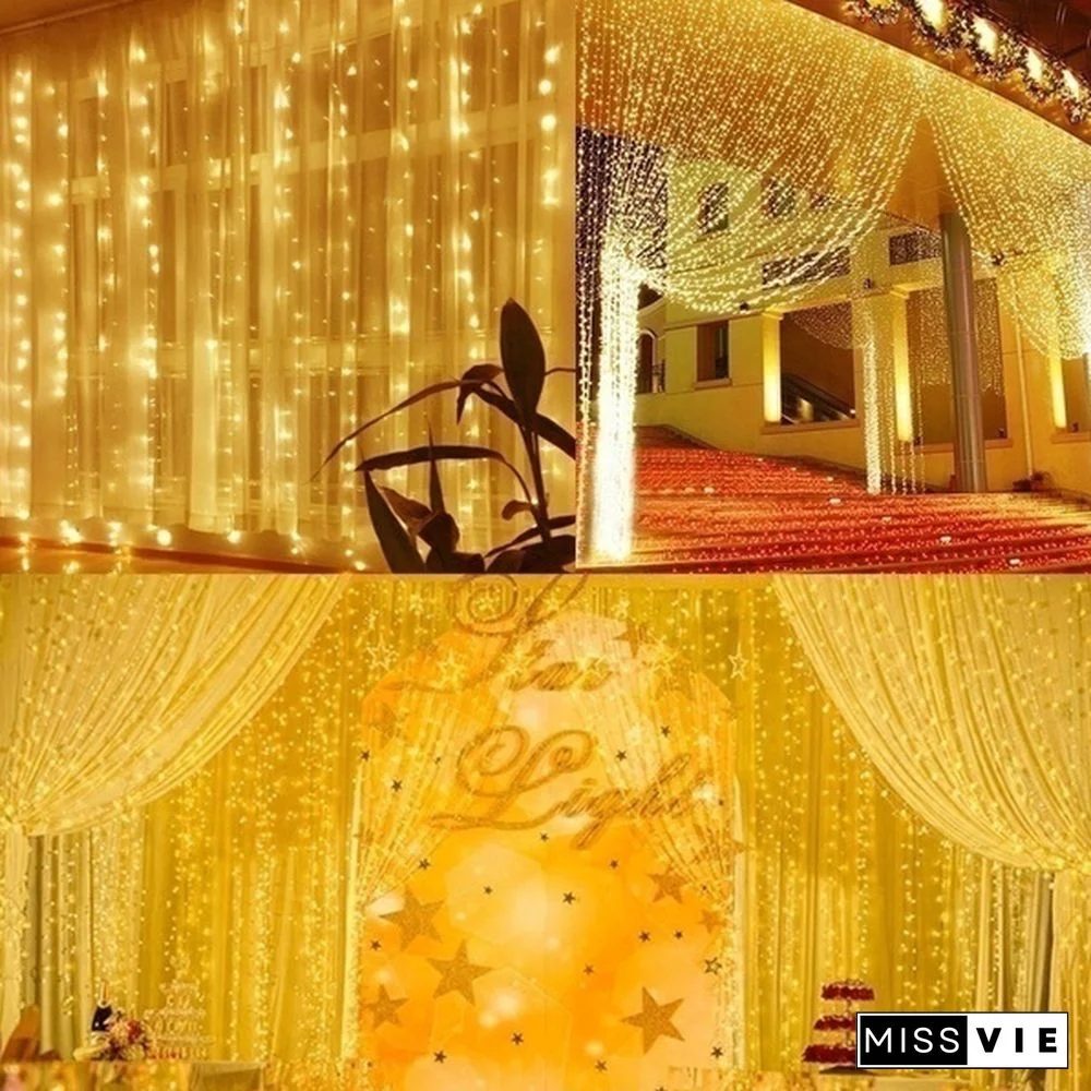 9 Colors 3Mx3M 300-LED Light Romantic Christmas Wedding Outdoor Decoration Curtain String Light