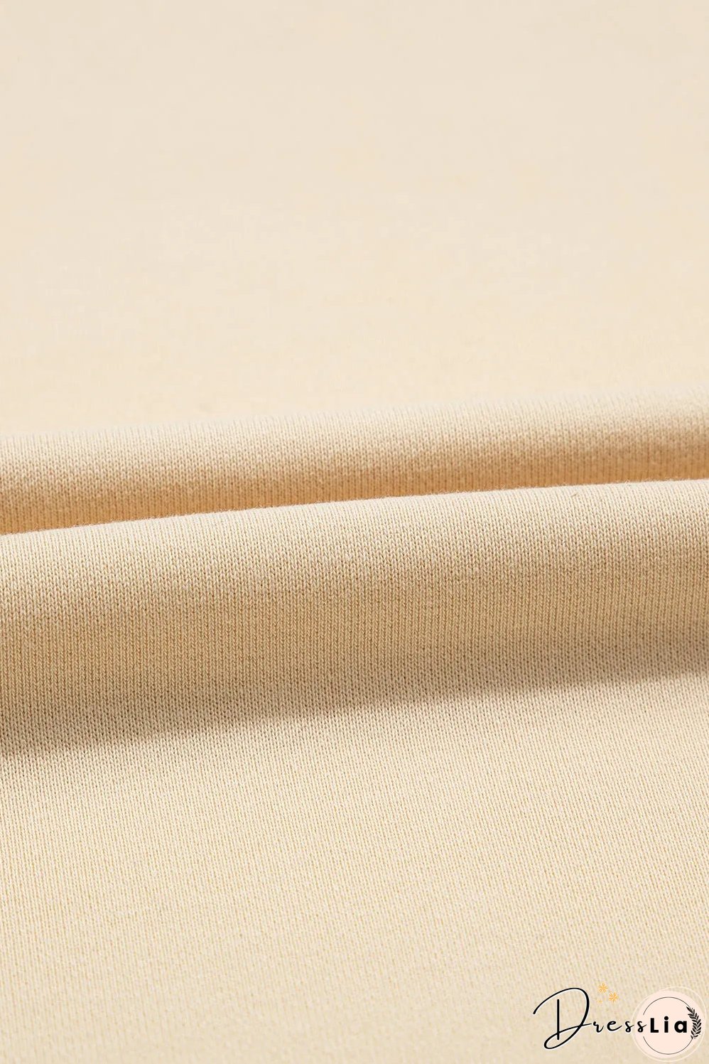 Beige Splicing Round Neck Pullover Sweatshirt