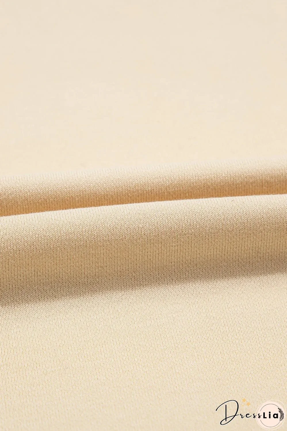 Beige Splicing Round Neck Pullover Sweatshirt