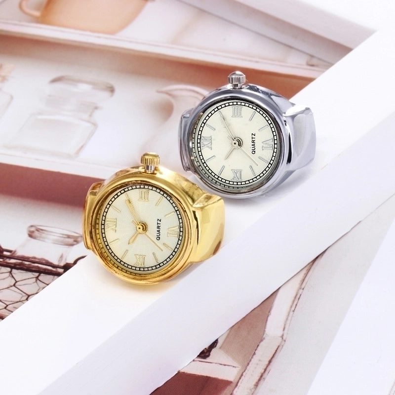 Casual Novelty Round Single Folding Buckle Ring Table Quartz Women’s Watches
