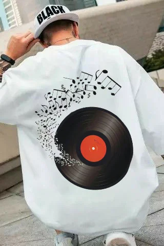 Personalized Vinyl Record Graphic Printing Men's Short-sleeved T-shirt