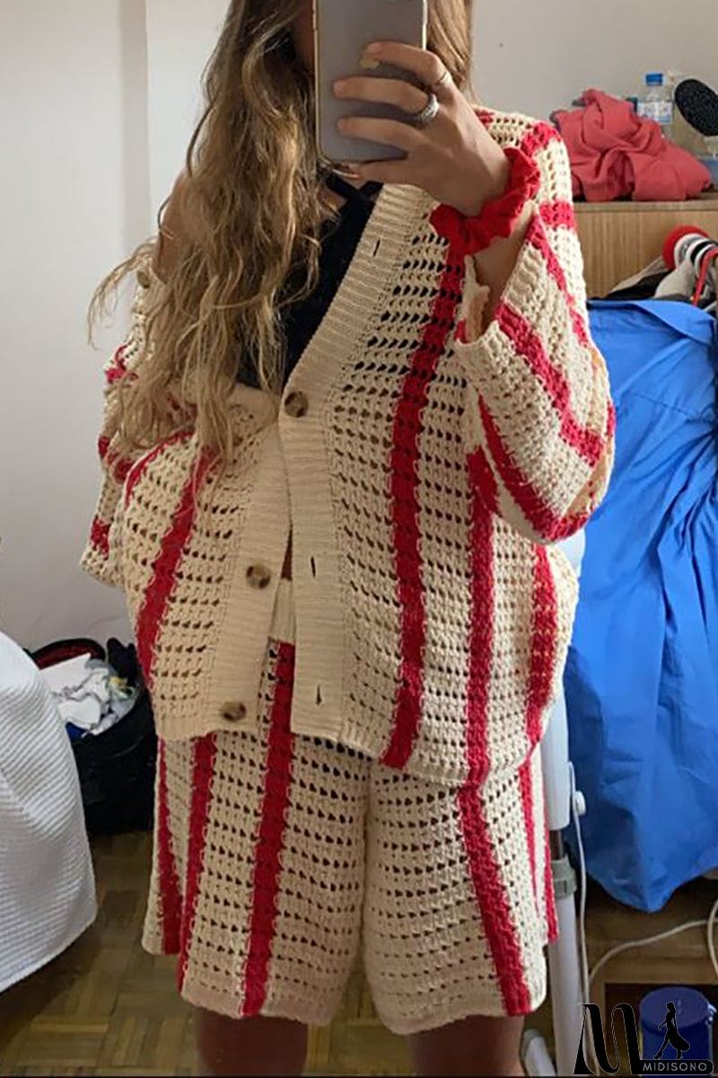 MidiSono - Head In The Clouds Crochet Cardigan Short Set