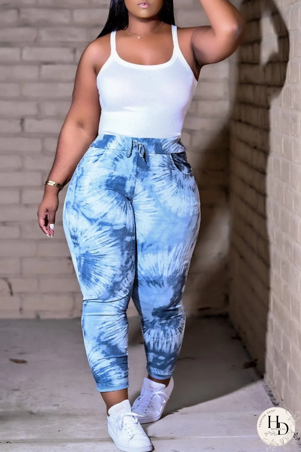 Pink Purple Fashion Casual Print Basic Regular Mid Waist Trousers