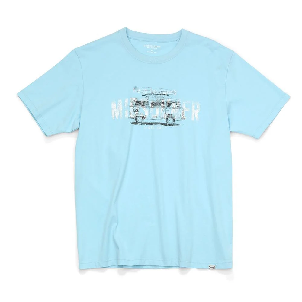 SIMWOOD 2021 summer new t-shirt men fashion bus letter print tees 100% cotton breathable tops high quality tshirt SJ120540
