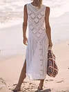 White Color Sleeveless Cover-Ups Dress