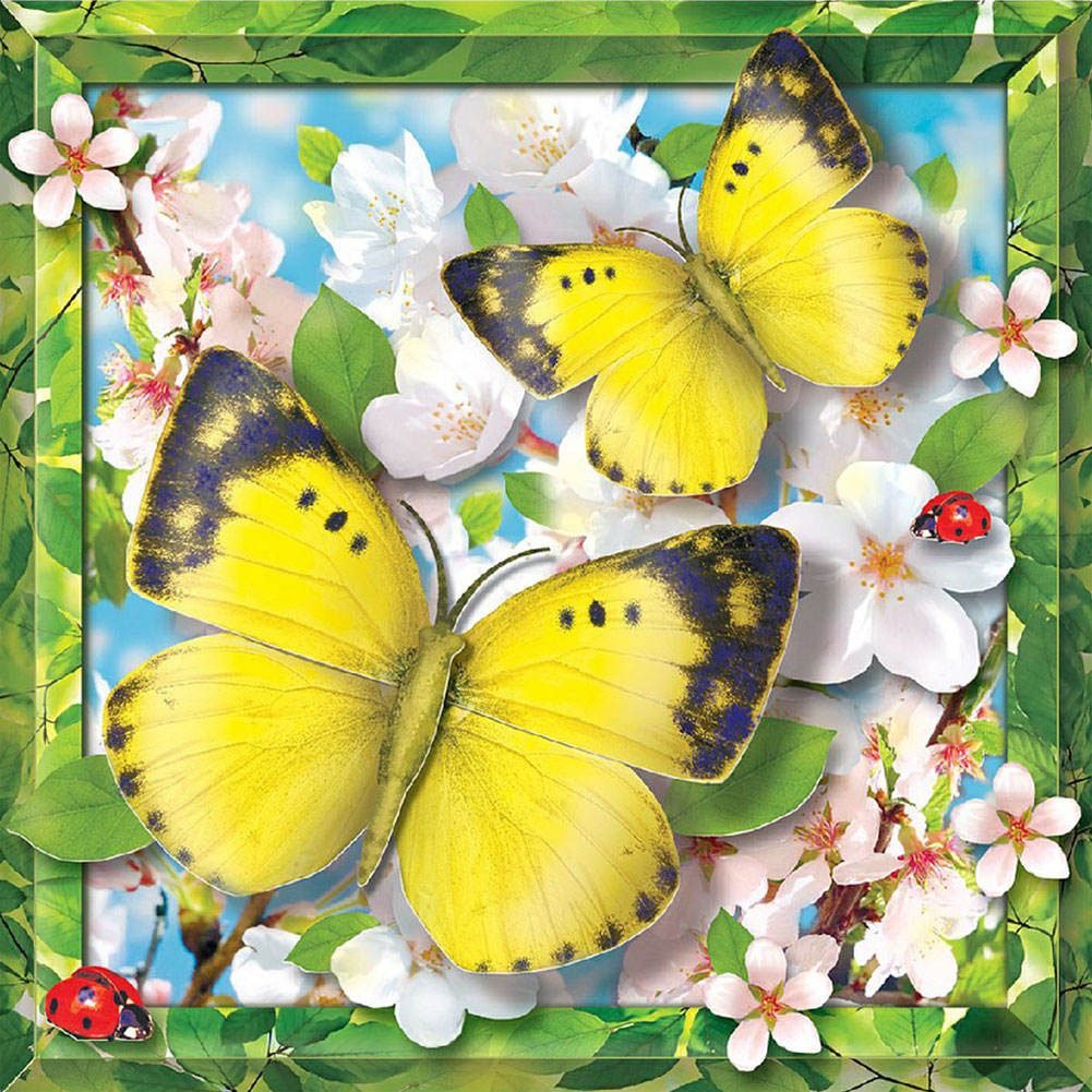 

(Multi-Size) Butterfly Flower - Round/Square Drill Diamond Painting, Square diamond 40*40cm, 501 Original