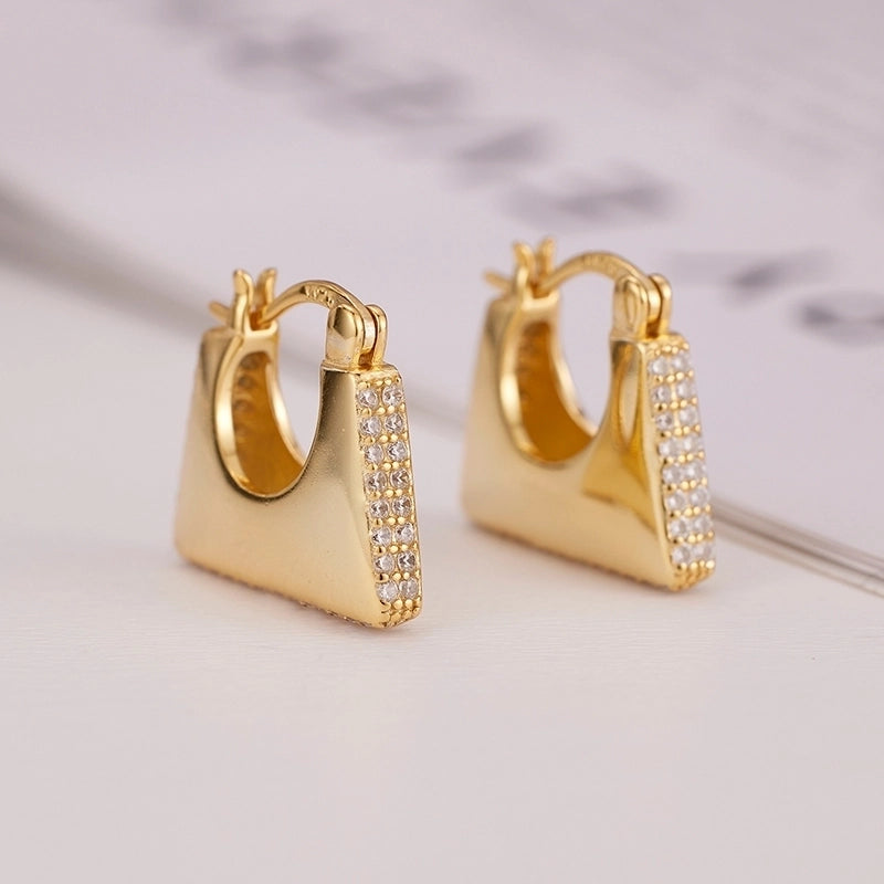 1 Pair 18K Gold Plated White Gold Plated 925 Sterling Silver Zircon Solid Color Earrings